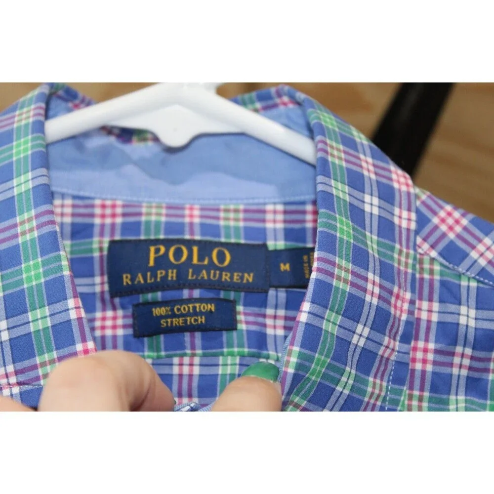 Polo Ralph Lauren Colorful Plaid Button Down Shirt Stretch Men's Size Medium